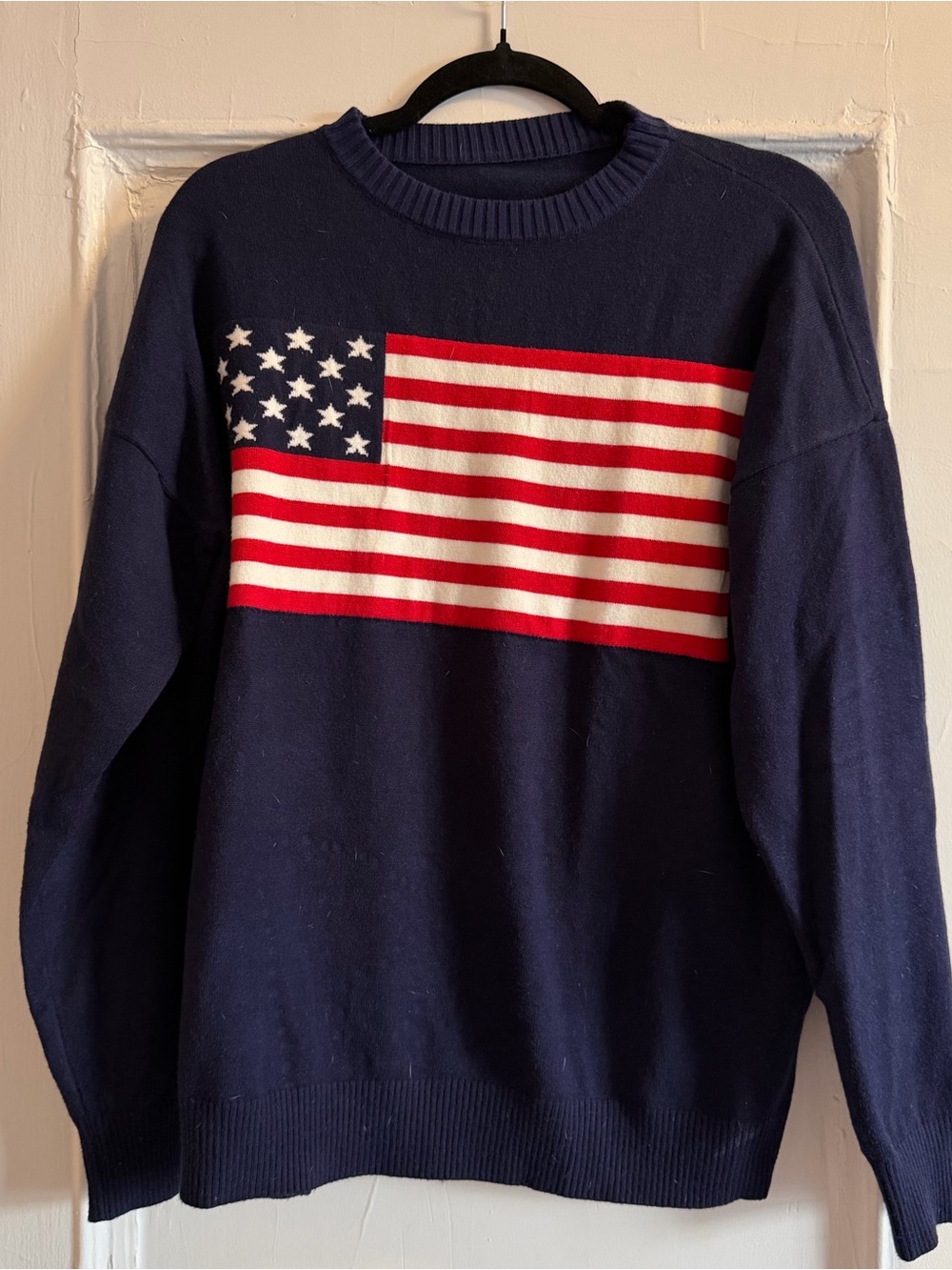 Navy American Flag Crewneck Sweater